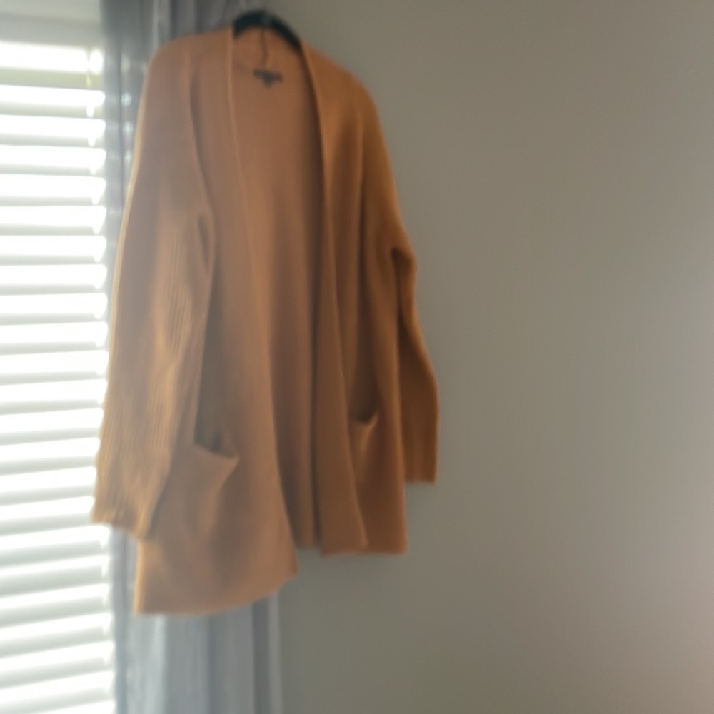 Golden yellow waffle print cardigan
